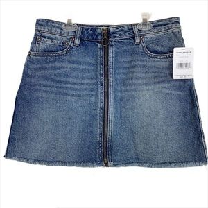 We the Free ZIP It Up Denim Mini Skirt Copper Blue Size 29